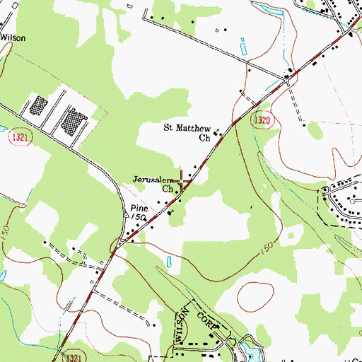 Topographic Map of Jerusalem Church, NC