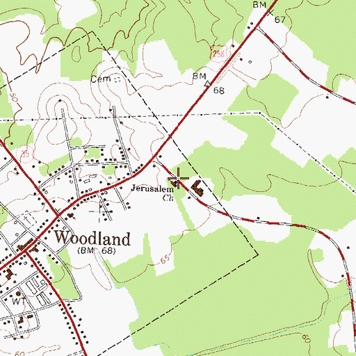 Topographic Map of Jerusalem Church, NC