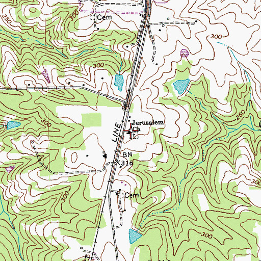 Topographic Map of Jerusalem Church, NC