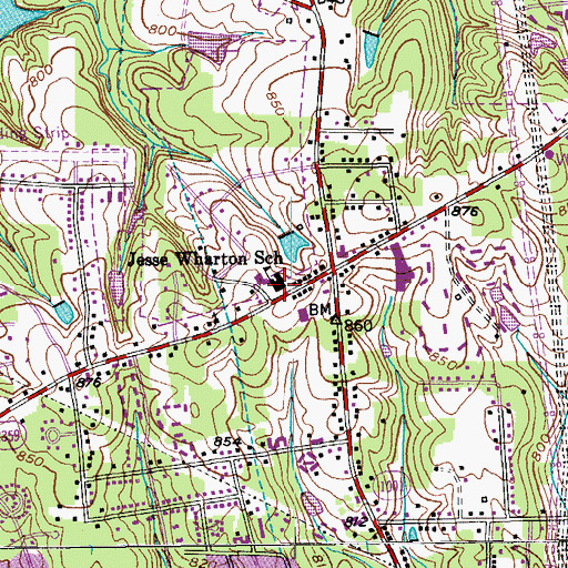 Topographic Map of Jesse Wharton School, NC