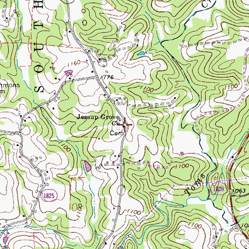 Topographic Map of Jessups Grove Baptist Church, NC