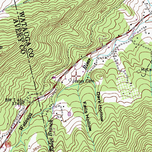 Topographic Map of Jestes Cemetery, NC