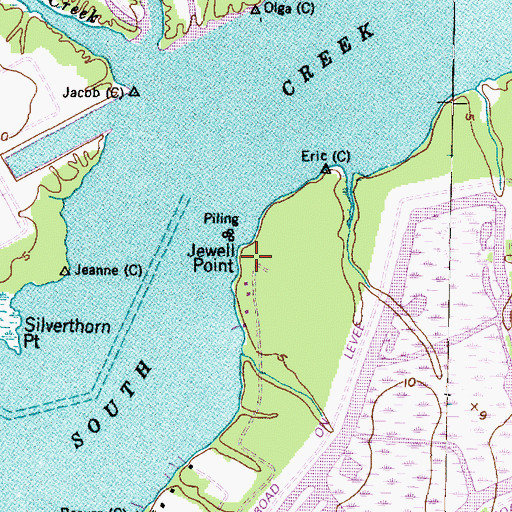 Topographic Map of Jewell Point, NC