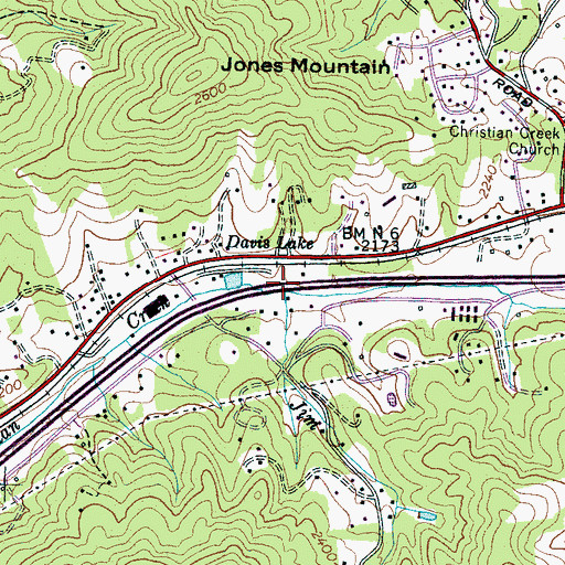 Topographic Map of Jim Branch, NC
