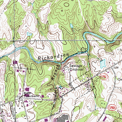 Topographic Map of Joes Branch, NC