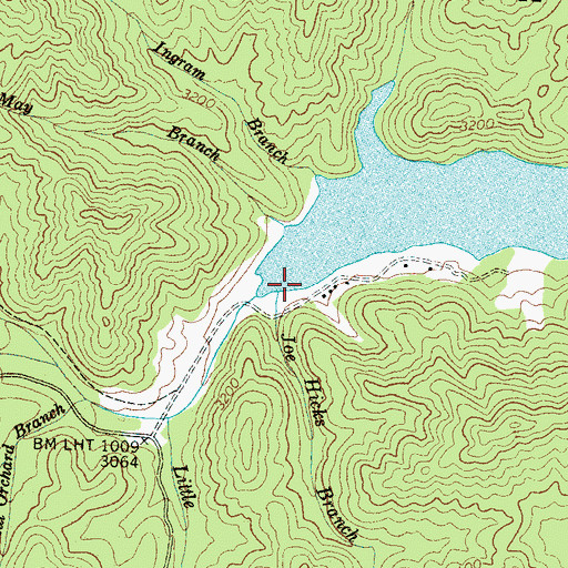 Topographic Map of Joe Hicks Branch, NC