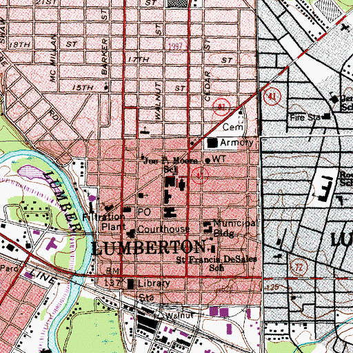 Topographic Map of Joe P Moore School, NC