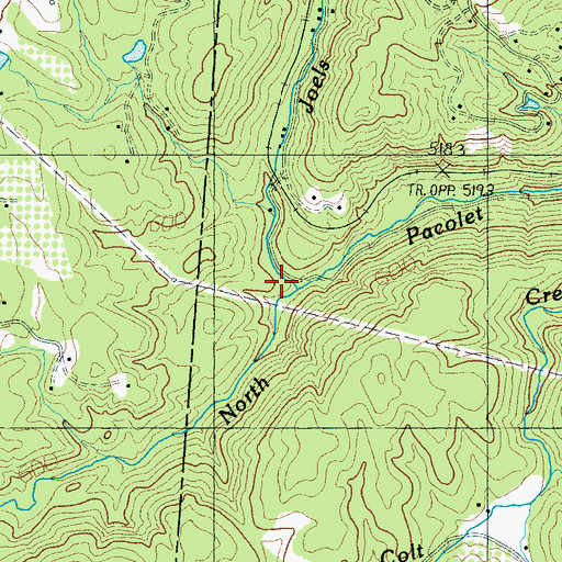 Topographic Map of Joels Creek, NC