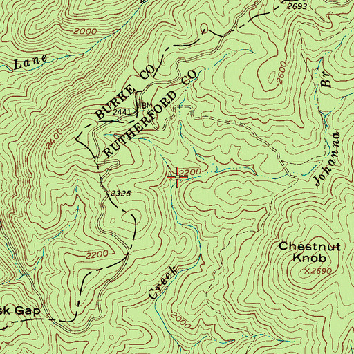 Topographic Map of Johanna Branch, NC