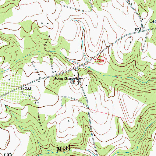 Topographic Map of John Grace Church, NC