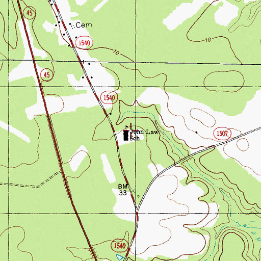 Topographic Map of John Law School, NC
