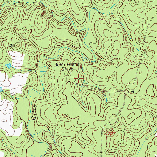 Topographic Map of John Penns Grave, NC
