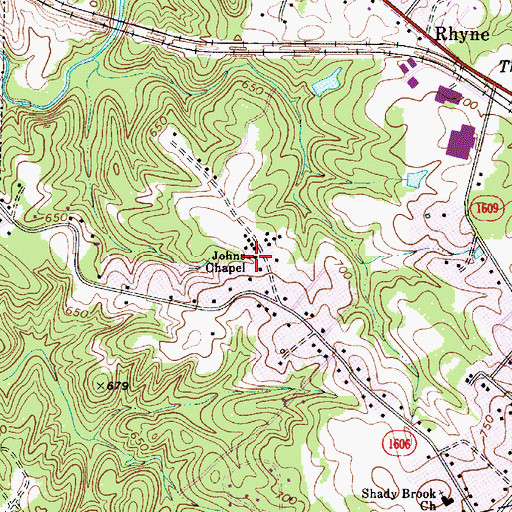 Topographic Map of Saint Johns Chapel Primitive Baptist Church, NC