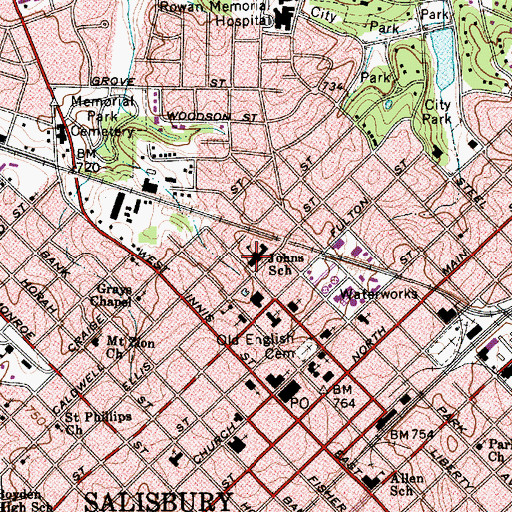 Topographic Map of Johns School, NC