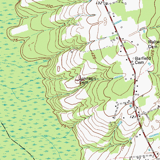 Topographic Map of Johnson Cemetery, NC