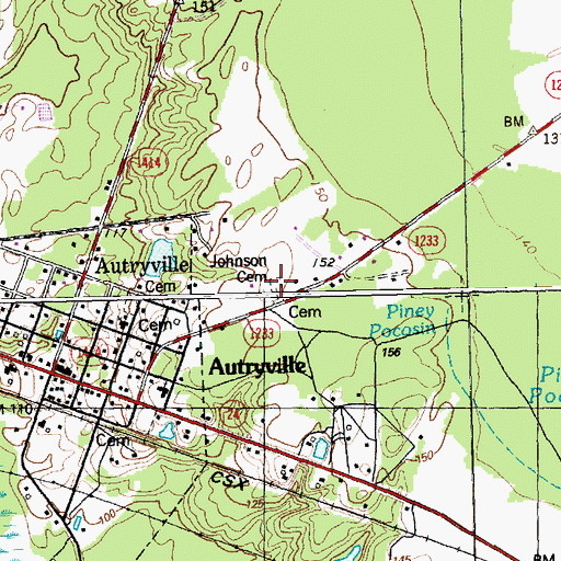 Topographic Map of Johnson Cemetery, NC