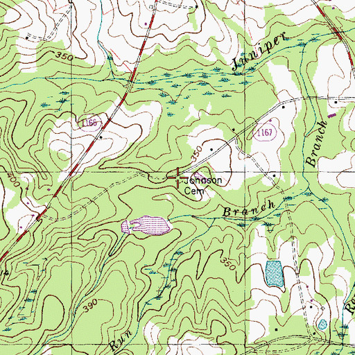 Topographic Map of Johnson Cemetery, NC