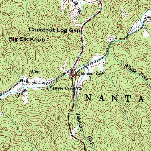 Topographic Map of Johnson Cemetery, NC