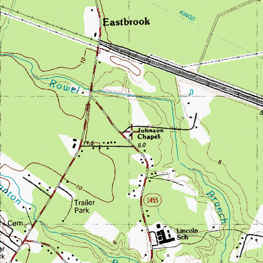 Topographic Map of Johnson Chapel, NC