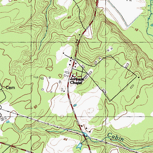 Topographic Map of Johnson Chapel, NC