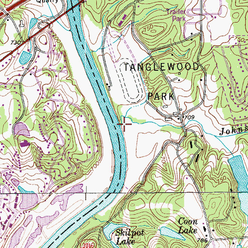 Topographic Map of Johnson Creek, NC