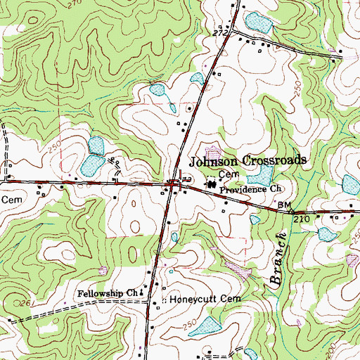 Topographic Map of Johnson Crossroads, NC