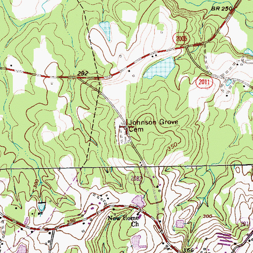 Topographic Map of Johnson Grove Cemetery, NC