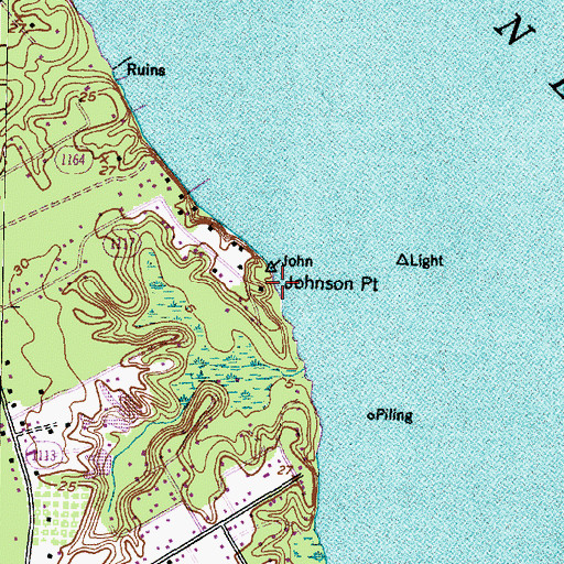 Topographic Map of Johnson Point, NC