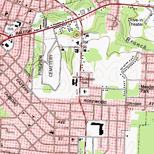 Topographic Map of Johnson School, NC