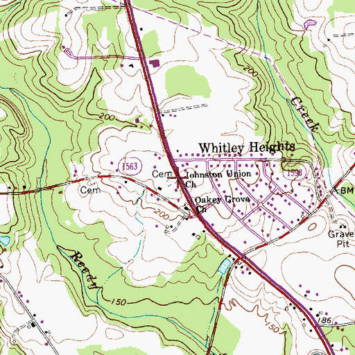 Topographic Map of Johnson Union Church, NC