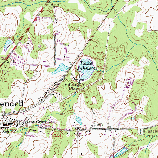 Topographic Map of Lake Johnson, NC