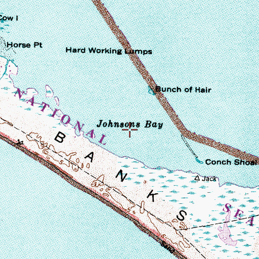 Topographic Map of Johnsons Bay, NC