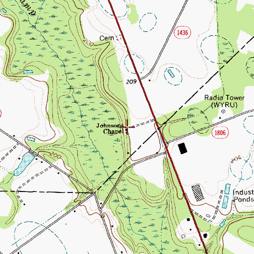 Topographic Map of Johnsons Chapel, NC