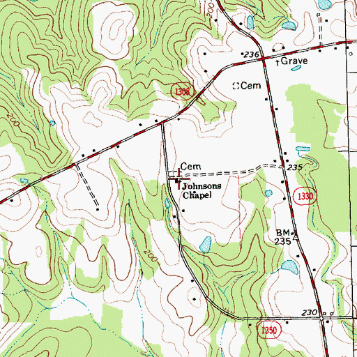 Topographic Map of Johnsons Chapel, NC