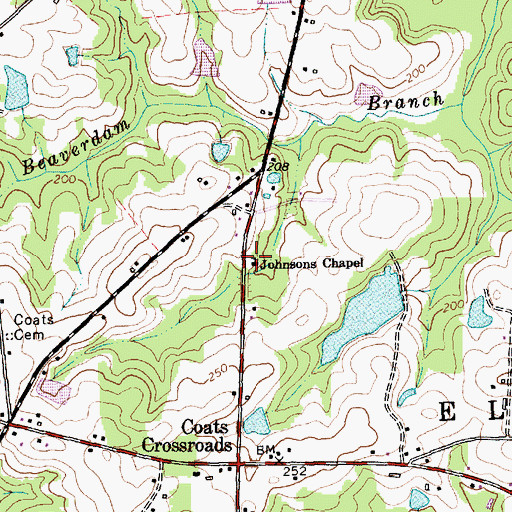 Topographic Map of Johnsons Chapel, NC
