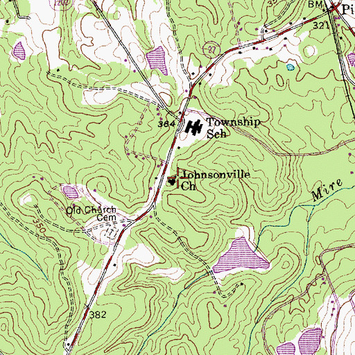 Topographic Map of Johnsonville Church, NC