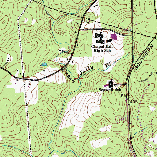 Topographic Map of Jolly Branch, NC