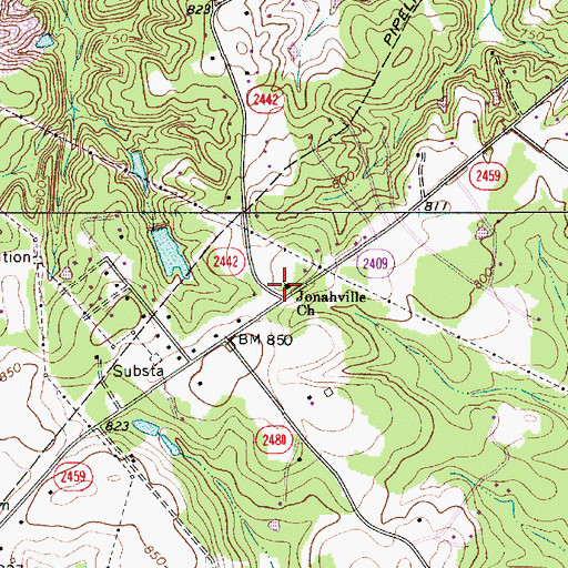Topographic Map of Jonahville Church, NC