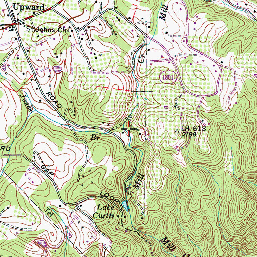 Topographic Map of Jones Branch, NC