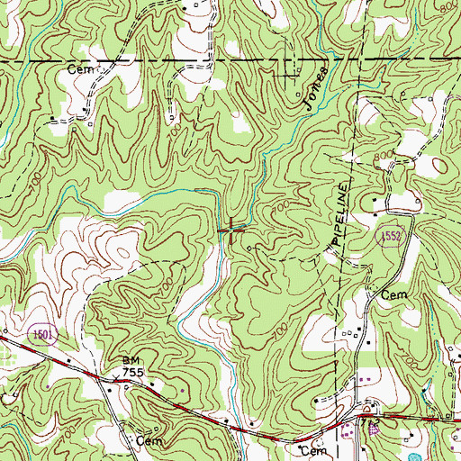 Topographic Map of Jones Branch, NC