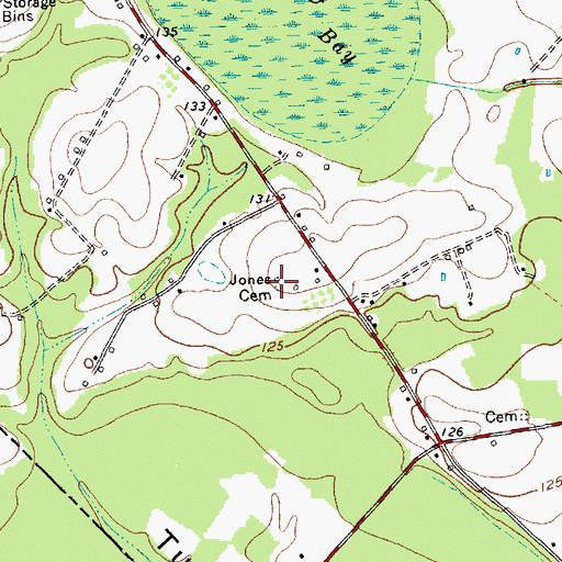 Topographic Map of Jones Cemetery, NC