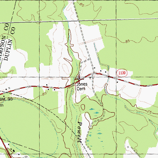Topographic Map of Jones Cemetery, NC