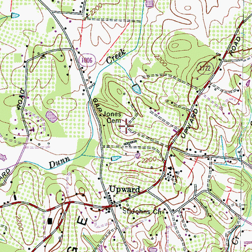 Topographic Map of Jones Cemetery, NC