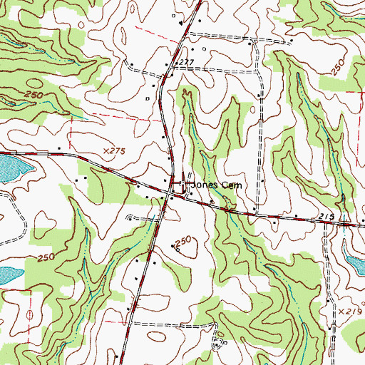 Topographic Map of Jones Cemetery, NC