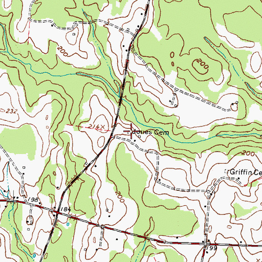 Topographic Map of Jones Cemetery, NC