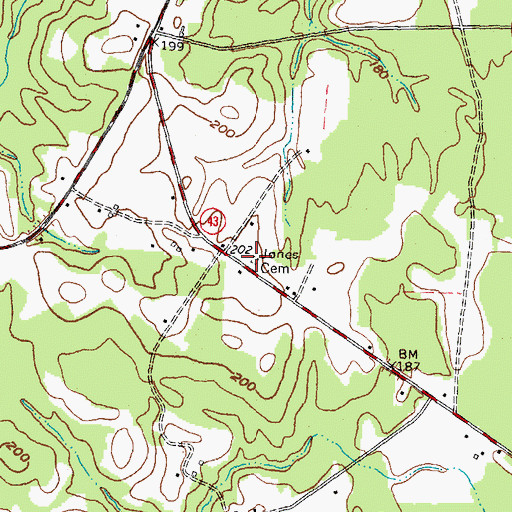Topographic Map of Jones Cemetery, NC