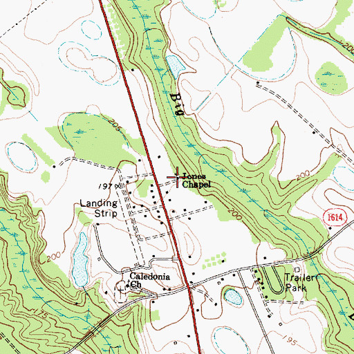 Topographic Map of Jones Chapel, NC