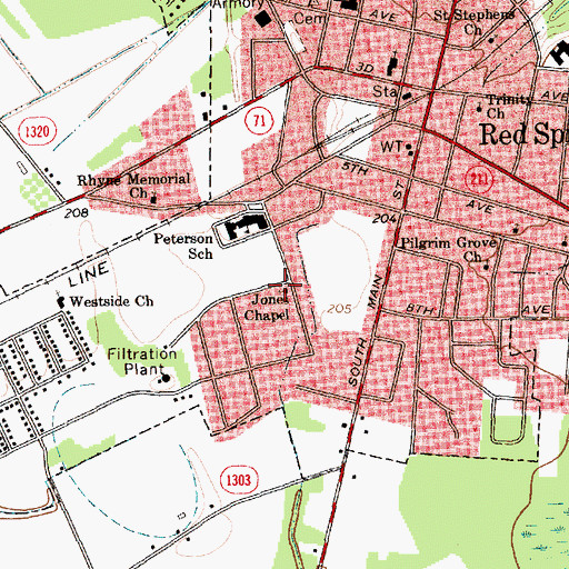 Topographic Map of Jones Chapel, NC