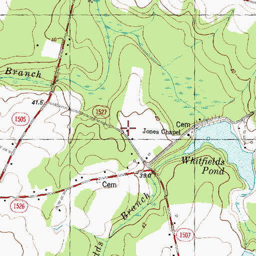 Topographic Map of Jones Chapel, NC