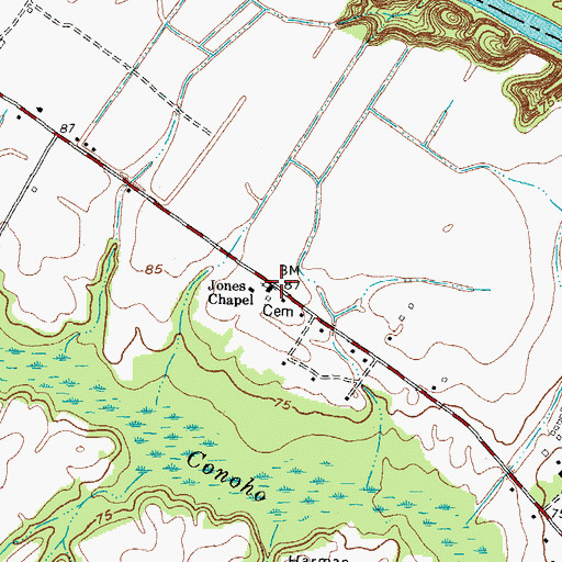 Topographic Map of Jones Chapel, NC